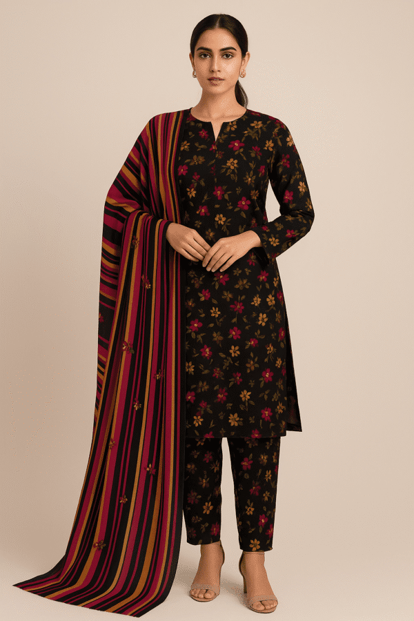 Premium Stuff Lawn Printed Shirt with Bana Dora Trouser Printed with Bana Dora Vail Dupatta