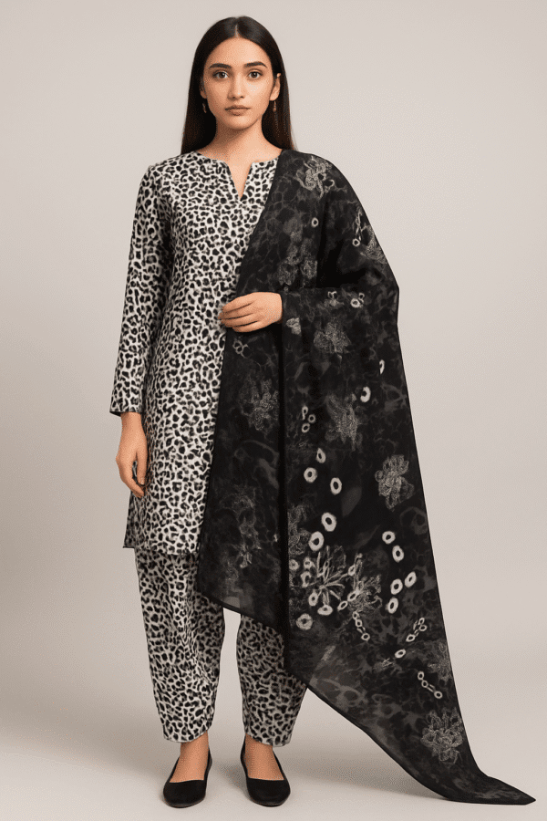 Premium Stuff Lawn Printed Shirt with Bana Dora Trouser Printed with Bana Dora Vail Dupatta