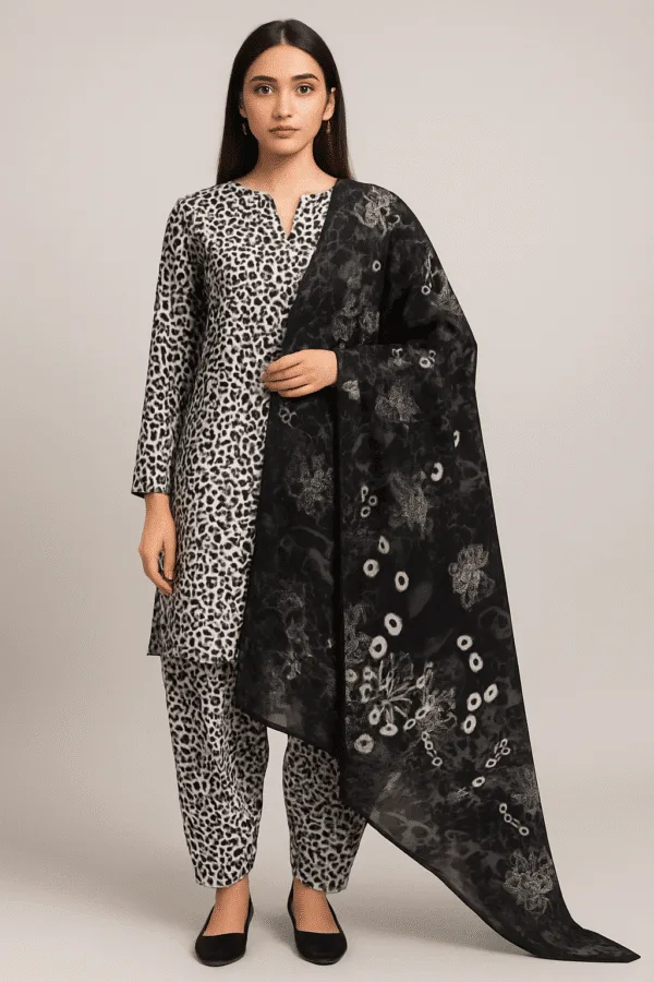 Premium Stuff Lawn Printed Shirt with Bana Dora Trouser Printed with Bana Dora Vail Dupatta