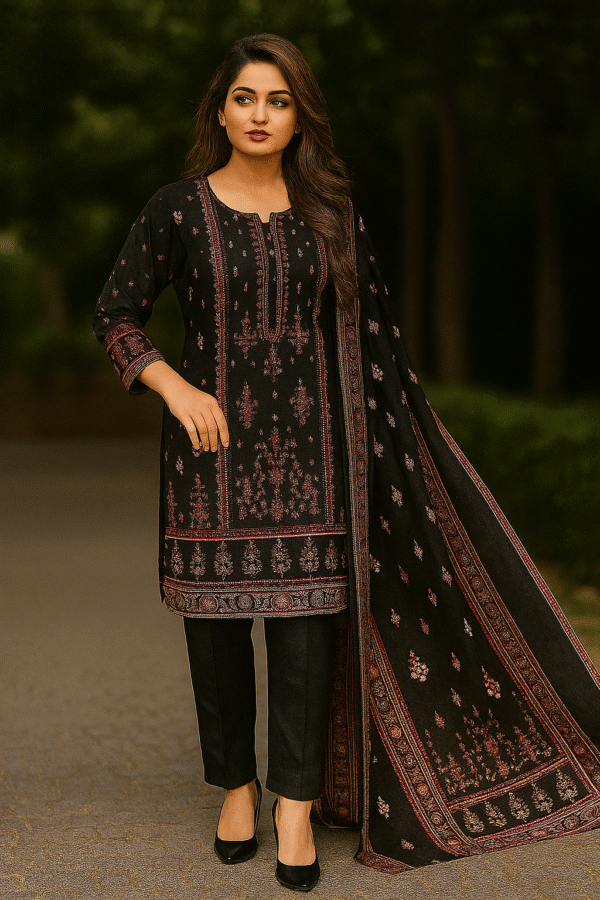 Glamour Embroidered Khaddar 3-Piece Suit