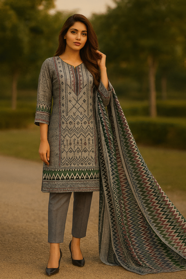 Glamour Embroidered Khaddar 3-Piece Suit