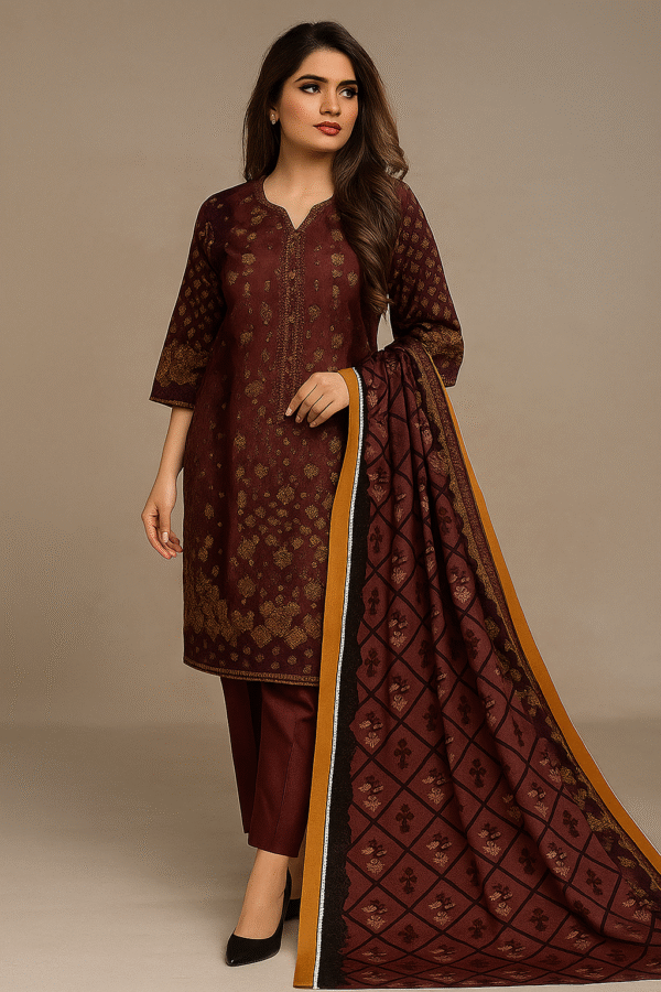 Glamour Embroidered Khaddar 3-Piece Suit