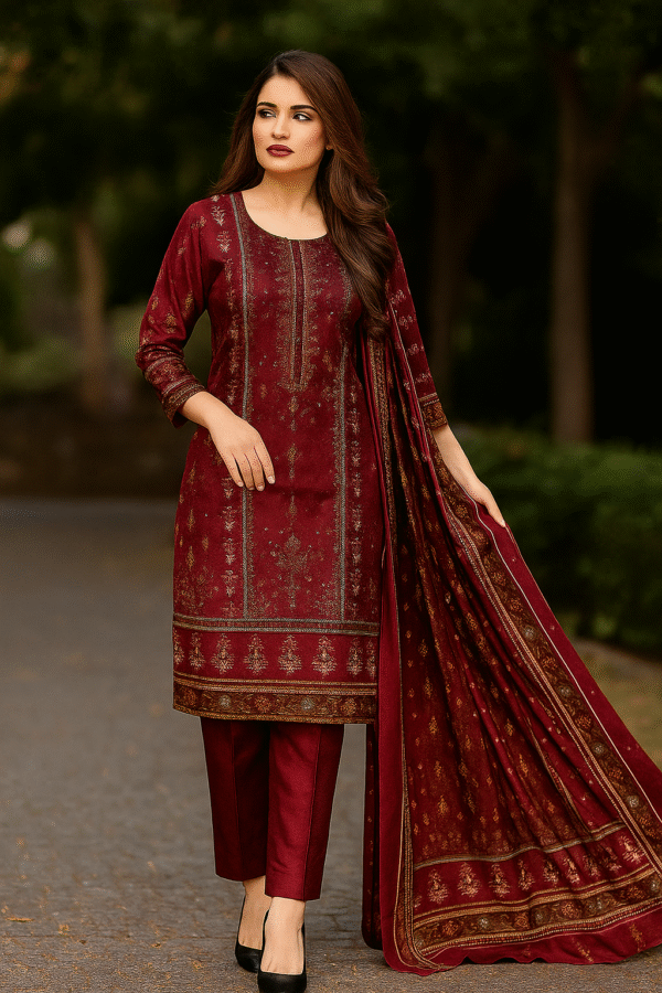 Glamour Embroidered Khaddar 3-Piece Suit