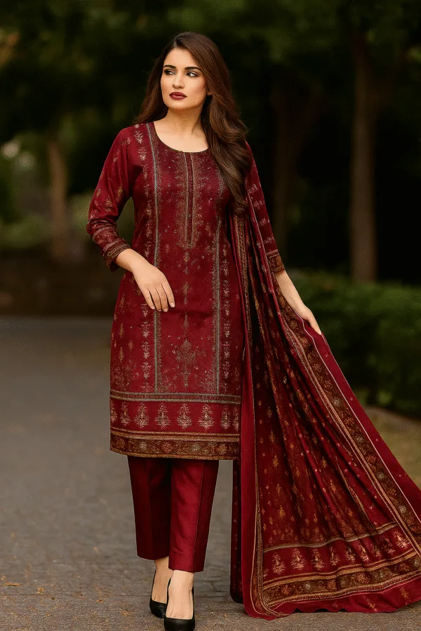 Glamour Embroidered Khaddar 3-Piece Suit