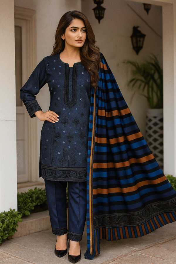 Glamour Embroidered Khaddar 3-Piece Suit