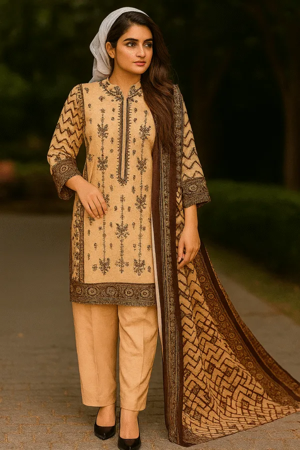 Glamour Embroidered Khaddar 3-Piece Suit