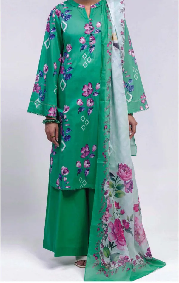 Lawn Flora Print wtih Dye Trouser